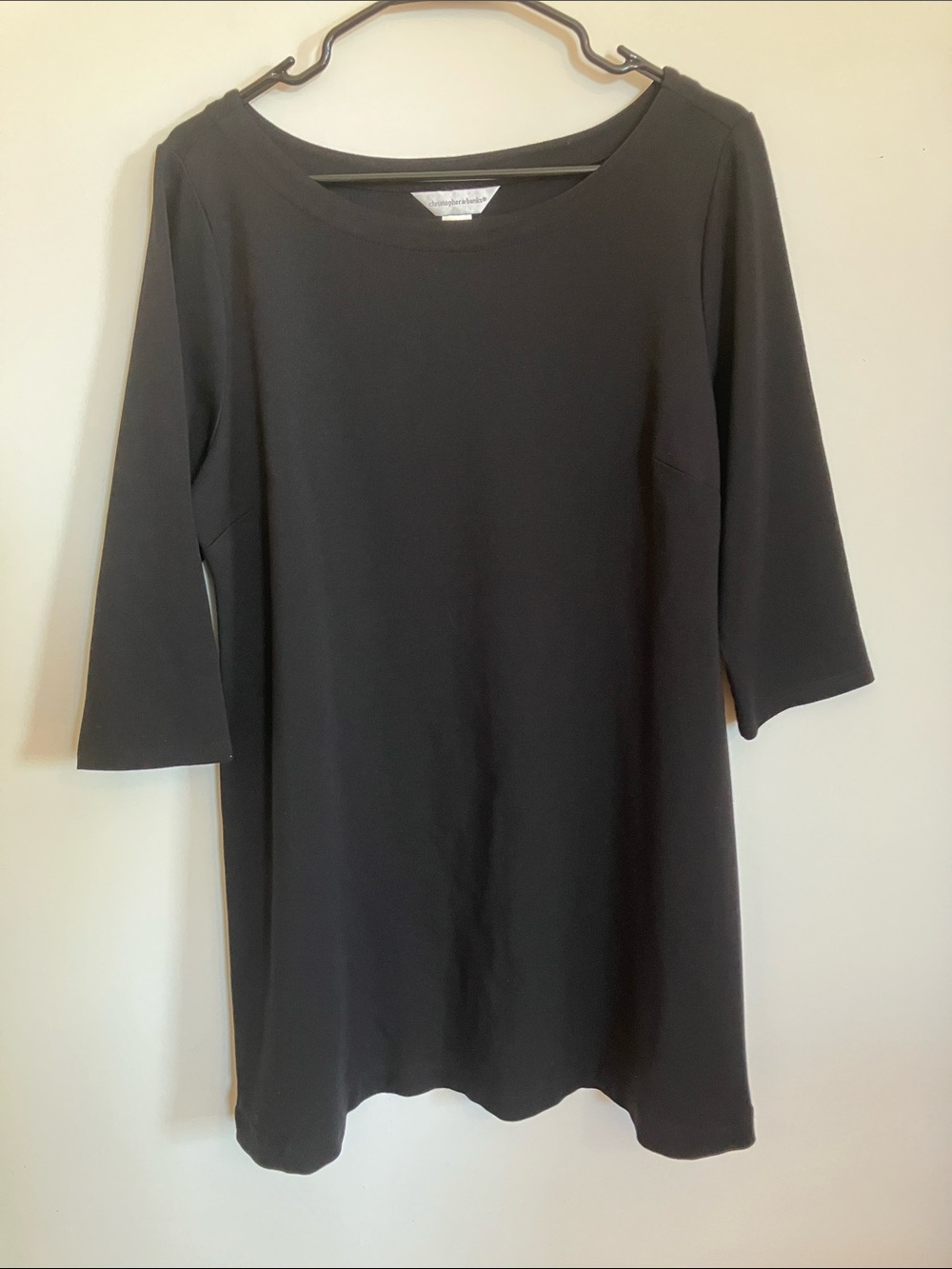 Christopher & Banks Black Mini Dress with 3/4 Sleeves